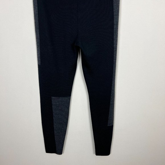 Eileen Fisher Pant Women Small Black Gray Merino Wool Colorblock Pull On Legging - Picture 7 of 13